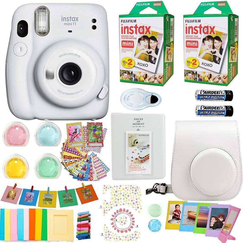Fujifilm Instax Mini 11 Camera + Fuji Instant Instax Film (40 Sheets) & Includes Case + Assorted Frames + Photo Album + 4 Color Filters and More Bundle (Ice White) Fujifilm Instax Mini 11 Camera + Fuji Instant Instax Film (40 Sheets) & Includes Case + Assorted Frames + Photo Album + 4 Color Filters and More Bundle (Ice White)