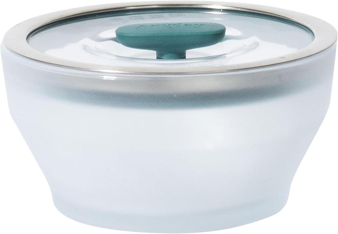 Anyday 4-Cup Microwave Cookware & Glass Container with Glass Lid, Plastic-Free Deep Food Storage | Stackable Airtight Steamer with Vented Lid for Microwave-Safe Reheating, Steaming Vegetables & Rice (Frosted - Kale)