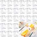 Meanplan 24 Pcs Flower Napkin Rings Clear Acrylic Napkin Holder Rings Bulk Square Flower Bud Vase Combo for Wedding, Birthday Banquet Table Decor, 1.77 x 1.97 Inch