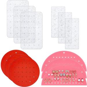 OLYCRAFT 12Pcs 4 Sizes Acrylic Earring Display Card Portable Acrylic Earring Organizer with Holes Stud Earrings Storage Holder Jewelry Show Rack for Travel Home Earrings Jewelry Supplies (Mixed Color)