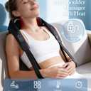 Neck Massager with Heat Cordless: Shiatsu Back Shoulder Massage Tools for Pain Relief Deep Tissue Electric 4D Kneading for Muscle Remedy Lymphatic Drainage Gifts for Men Women Mom Dad (Black)