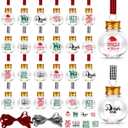 32 Pack Fillable Christmas Balls, Christmas Tree Hanging Ornaments Clear Plastic Water Bottle Bulbs Pendant Ball with Plaid Ribbon and Stickers for Xmas Home Party Decor (Round)