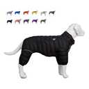 Dog Warm Jacket, 4 Legs Covered Waterproof Windproof Reflective Warm Dog Vest, Zippered Adjustable Snow Jacket for  XL Dogs, Black