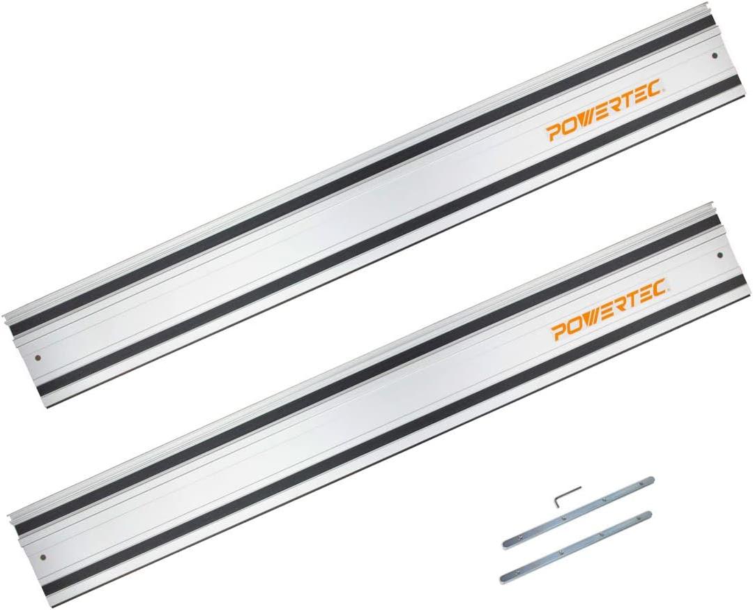 POWERTEC 71387 110" Track Saw Guide Rail Joining Set for Makita or Festool Track Saws Includes 2x55" Extruded Guide Rails and (2) Guide Rail Connectors for Woodworking Projects