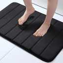 Buganda Memory Foam Bath Mat, 30" x 20", Ultra Soft and Non-Slip Bathroom Rugs, Water Absorbent and Machine Washable Bath Rug for Bathroom, Shower, and Tub, Black