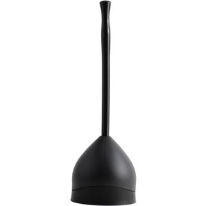 Casabella Toilet Plunger and Hideaway Caddy Combo for Bathrooms, 2-Piece Heavy-Duty Toilet Plunger and Holder Set, Black