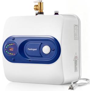 Electric Tank Water Heater, 8-Gallon Under Sink Instant Hot Water TankEquipped with Digital Temperature Display for RV, Camper, Kitchen, Food TruckWall or Floor Mounted, Blue