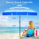 Duerer 7.5FT Beach Umbrella with Sand AnchorHeavy Duty Wind Resistant UPF 50+ Sun Shade, Portable Travel Beach Umbrella with Tilt & Carry Bag for Beach, Sand, Garden, Patio, Pool
