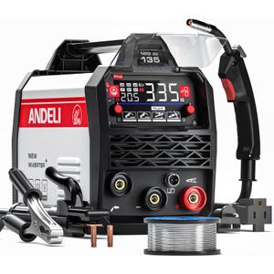 ANDELI 135Amp MIG Welder 110V/220V Dual Voltage, Portable Gasless Welder Flux MIG/Lift Tig/Stick 3-in-1 Multiprocess Welder LED Digital Display Welding Machine IGBT Inverter Welder