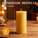 Beeswax Pillar Candles 4 Packs,100% Bees Wax Candles for Home-140 Hours Long Burning for Emergency, Natural Beeswax Candle Bulk for Relax, Pure,Smokeless & Dripless