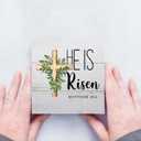 Religious Easter Decor Sign for Home Gifts Family Friend, Bible Verse He is Risen, Wooden Sign 5x5 Inches