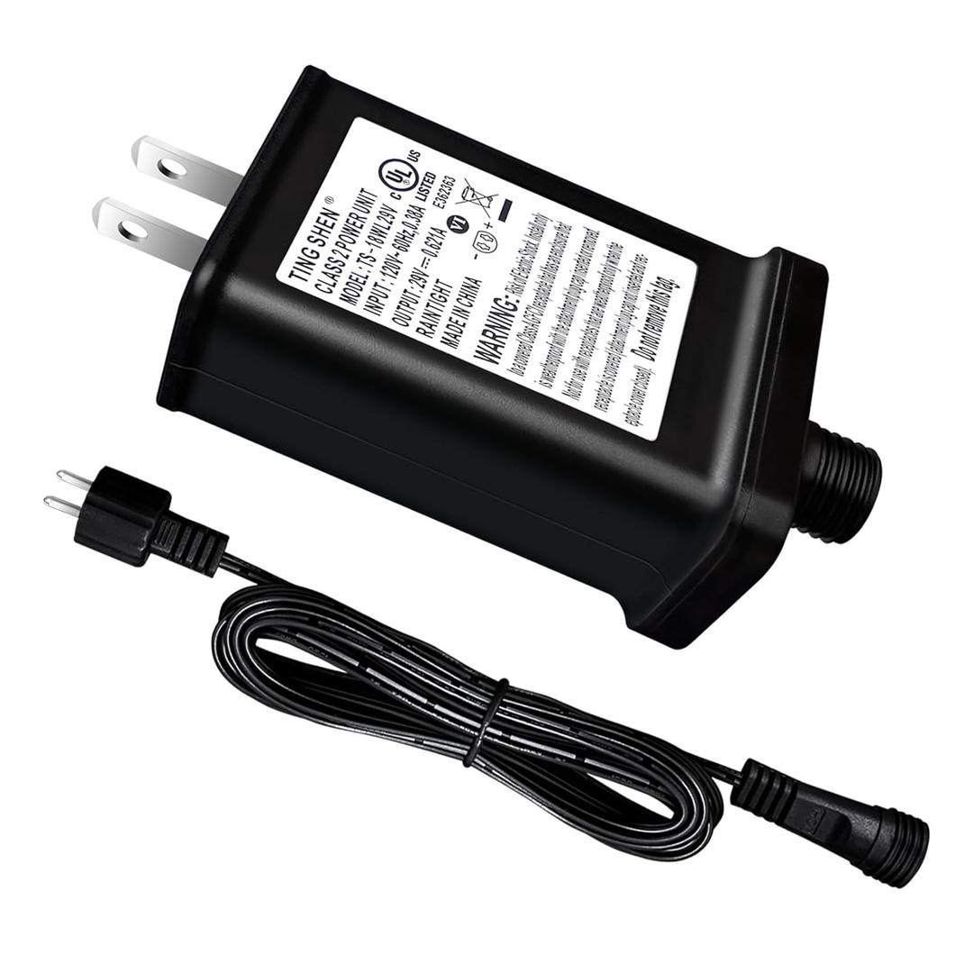 LED Transformer 29V 18W LED Power Supply Model TS-18W29V Replacement Parts IP44 US Plug Adapter, Seasonal-Use LED Driver for LED String Light, Christmas Tree Holiday Lighting