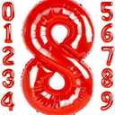 40 Inch Number 8 Balloon, Red 8 18 28 80 Birthday Balloons for Men Boys, 8th Birthday Decorations Party Supplies, Wedding, Graduations
