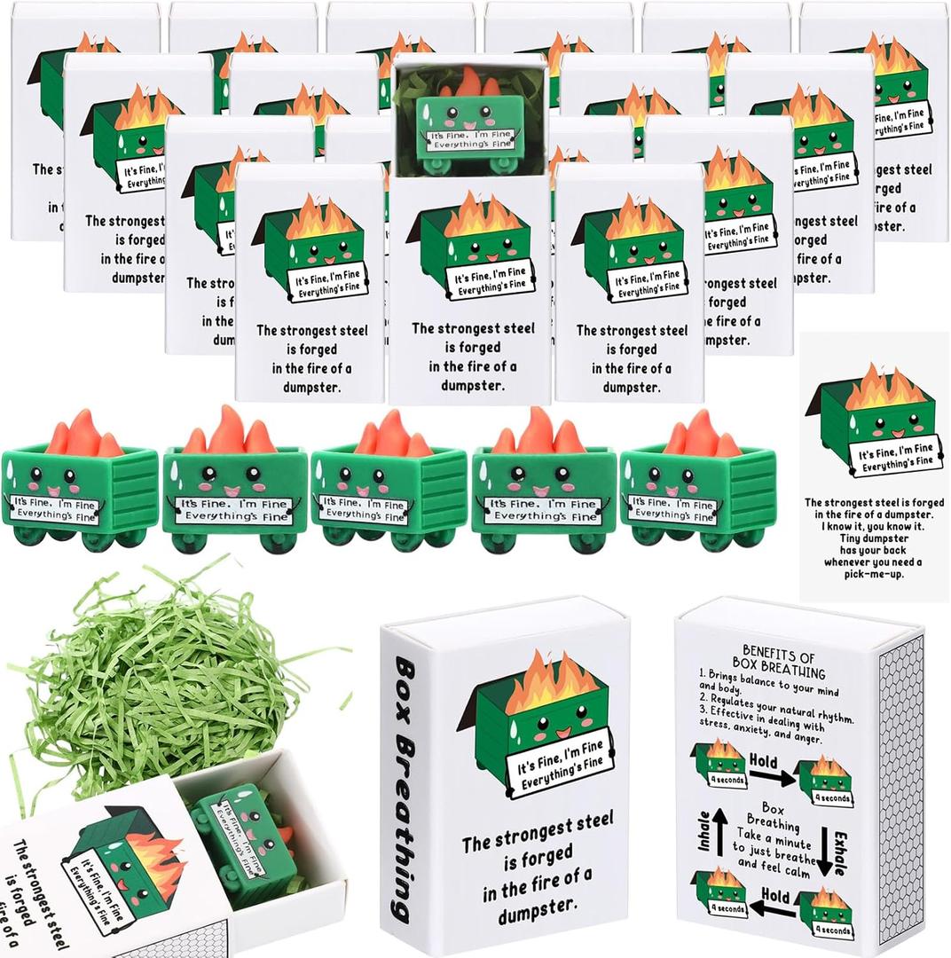 Realspring 36 Sets Dumpster Ornament Desk Accessories Funny Valentines Coworkers Gifts Emotional Resin Dumpster with Card Office Appreciation Gifts for Team Staff Employee Volunteer (Classic)