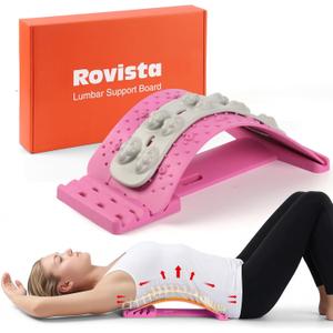 Premium Back Stretcher for Lower Back Pain Relief  4-Level Adjustable Lumbar Support Board with Soft EVA Massage Strip  Durable & Portable Back Cracker to Release Tension and Reset Your Day (Pink)