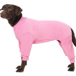 Large Dog Coat Fleece Pajamas Winter Warm Onesie for Dogs Girl Boy Cold Weather Pet Jacket Soft Cozy Pjs Jumpsuit Long Sleeve, XXXL (Pink)