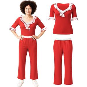 Women I'm 50 Costume Red Top T-shirt Pants Kick Outfit Lady Halloween Movie Show Cosplay Dress Up
Medium