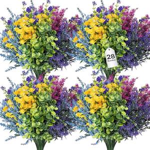 TQRR 28Pcs Artificial Flowers for Outdoor, UV Resistant Fake Silk Flowers, Faux Plastic Plants for Spring Summer Yard, Porch, Hanging Planter,Window, Home Decoration (28)