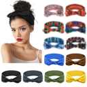 Huachi 12 Pack African Bow Headbands for Women Elastic Headwraps Hair Band Knotted Headband Stretchy Rabbit Ears Turban Fashion Sport Cute Hair Accessories