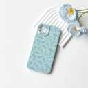 NITITOP Compatible with iPhone 14 Pro Case Cute for Women Girl Vintage Flower Floral Leaves Pattern Trendy Slim Fit TPU Silicone Shockproof Girly Fashion Protective Phone - Blue