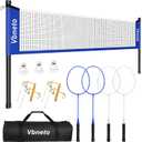Badminton Set, Portable Outdoor Anti-Sag System Official 20ft x 5ft Easy Setup Durable Net with 4 Rackets, 3 Shuttlecocks & Carry Bag for Backyard, Lawn or Beach Fun