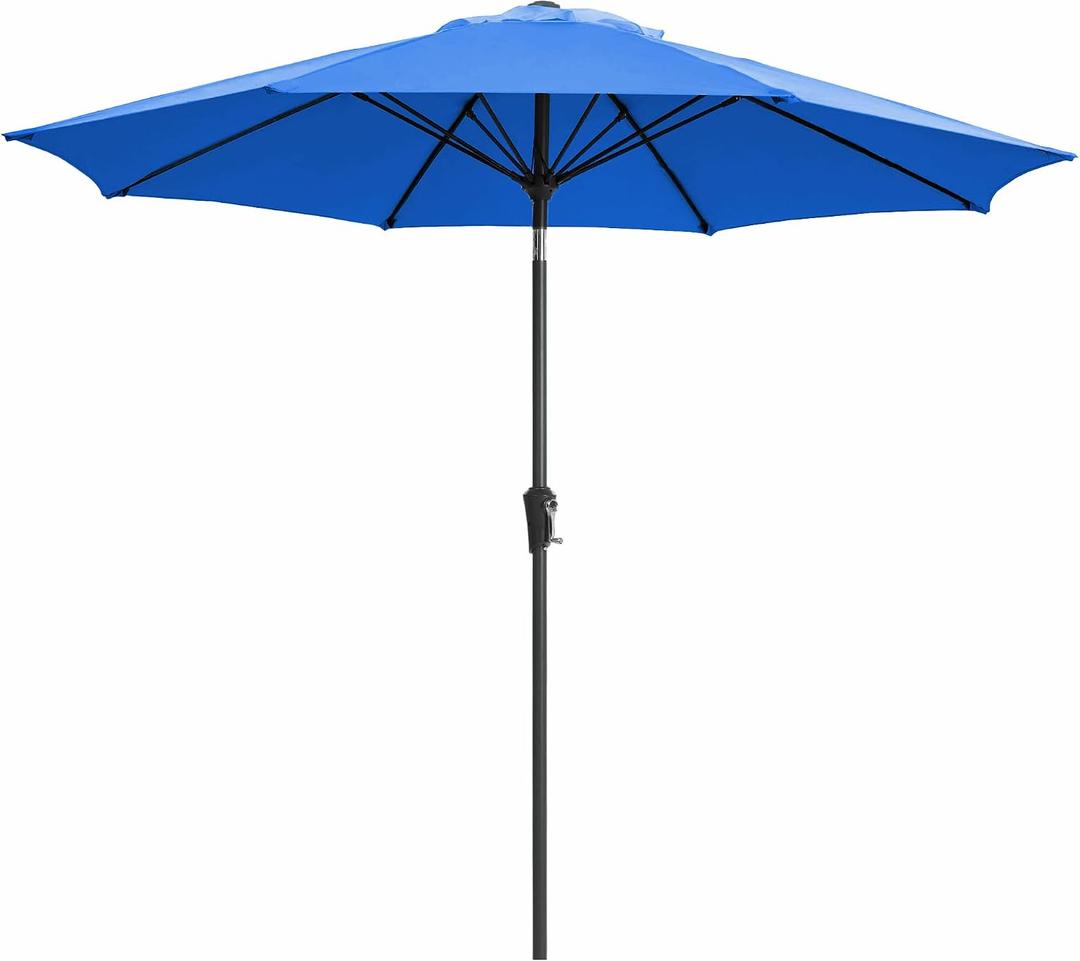 JEAREY 9FT Outdoor Patio Umbrella, Market Table Umbrella with 8 Fiberglass Ribs, Pool Umbrella with Tilt and Crank, UV Protection Lightweight & Wind-Resistant for Lawn, Garden, Deck and Backyard, Royal Blue