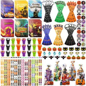 168 PCS Halloween Party Favors 24 Pack Halloween Stationery for kids Trick or Treat Gifts for Halloween Party Classroom School Supplies Prizes Rewards Stuffers Halloween Toys