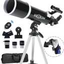 Telescope for Adults & Beginner Astronomers - 80mm Aperture 600mm Fully Multi-Coated High Transmission Coatings with AZ Mount Tripod Phone Adapter, Carrying Bag, Wireless Control. (80600Black)