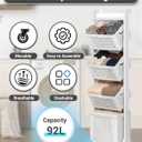 ZOES HOMEWARE 4 Tier Laundry Basket Organizer, 92L Vertical Laundry Hamper, Removable Rolling Sorter Baskets With Wheels for Small Space, Dorm, Bathroom, Bedroom, 58.66" x 12.99" x 16.93"