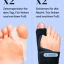 2 x YOGAMEDIC Bunion Corrector for Men & Women - One Size - 4pcs, 2 Splints & 2 Silicone Spacers - Adjustable Day & Night Wear - Anatomical Foot Alignment, Soft Gel Toe Separators for Daily Support and Nighttime Use