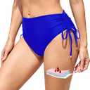 Leoparts Period Swimwear for Women Teens Black Leakproof Swim Bottoms High Waist Side Drawstring Menstrual Swimsuit Bottoms (Medium, Royal Blue)