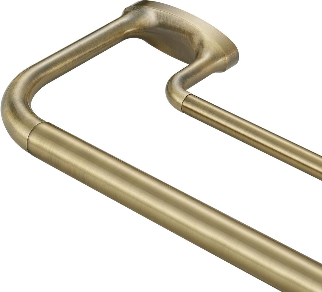 Double Curtain Rods, Wrap Around Curtain Rod for Windows, Internal Splicing 1'' Front and 5/8'' Back Adjustable Curtain Rod with Aluminum Finials and Brackets (Antique Bronze, 28-120")