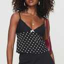 Women Polka Dot Cami Shirt Y2K Lace Trim Spaghetti Strap Tank Top Sexy Going Out Crop Tops S