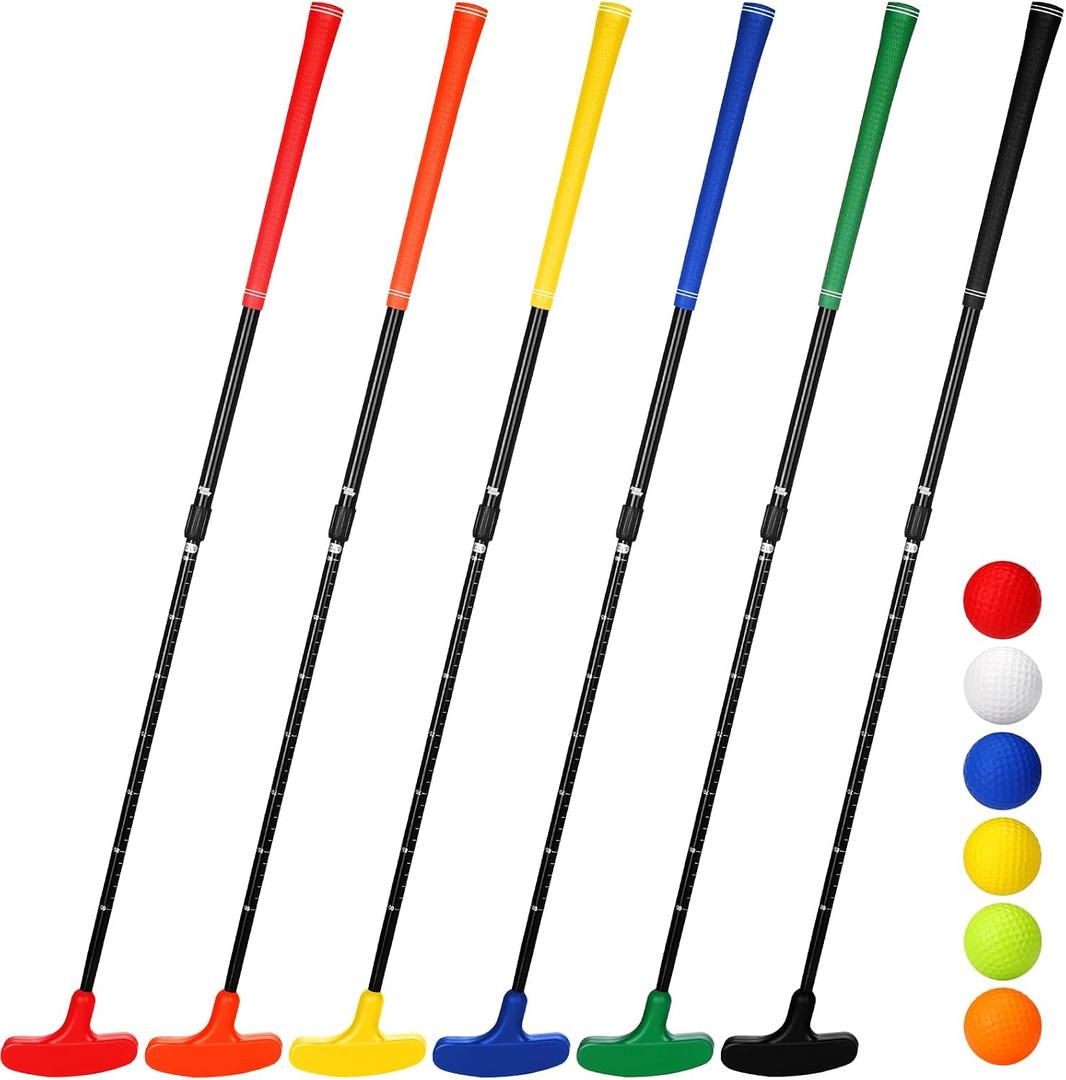 Wettarn 6 Set Golf Putters for Men and Women Two Way Mini Golf Putter with 6 Balls for Right or Left Handed Golfers Adjustable Length, 23.6-35.4 inches/ 60-90 cm