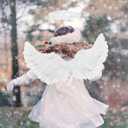 Angel Wings and Halo Adult Feather Angel Wings Costume for Women Halloween Cosplay Costumes (White)