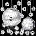 17 Pcs Disco Ball Decor: Mini Large Assorted Size Hanging Mirror Disco Ball Sets - Silver Party Ornaments for Stage Club Prom Props 70s Weddings Dance Music Birthday(8, 6, 1.2 Inch)