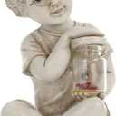 Yardwe Solar Lamp Sculpture Outdoor Garden Figurine Boy Statue Decor Solar Powered Landscape Lighting 3.5X3.5X7.2 Inches Weatherproof Lantern for Yard Patio