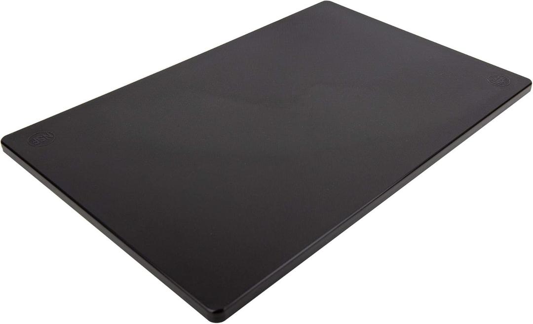 Thirteen Chefs Large 18 x 12 Black Plastic Cutting Board - 1/2" Thick HDPE for Restaurants and Professional Kitchens, NSF