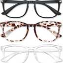 Blue Light Glasses for Woman Men | 99% Blue Light Blocking Glasses for Computer Gaming TV Phone Screen Square Frame | Anti Eyestrain & UV Glare Protection - 3 Pair (3 Pack Mix Color-1)