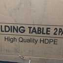Portable 8Ft Plastic Folding Table, Heavy Duty 8ft Fold-in-Half Table with Carrying Handle, 8' Folding Utility Foldable Table for Picnic Party Camping Kitchen, Indoor/Outdoor (White)