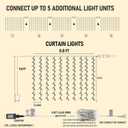 Dazzle Bright 300 LED Curtain Lights, Plug in Fairy Curtain Lights for Bedroom, Christmas Hanging String Lights Outdoor for Window Backdrop Wall Wedding Patio Indoor Dorm Party Decor, Warm White