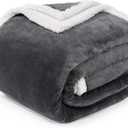 BEAUTEX Sherpa Fleece Throw Blankets, Soft Fluffy Flannel Plush Blanket and Throw, Fuzzy Cozy Grey Cuddle Blankets for Couch Bed Sofa Adults (50" x 60", Grey)