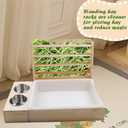 Rabbit Hay Feeder with Litter Box, 3 in 1 Wooden Bunny Feeder, Small Animal Hay Holder Rack for Rabbit, Guinea Pig, Hamster, Ferrets