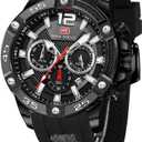 AIMES Watch for Men Sport Military Waterproof Chronograph Mens Watches Analog Quartz Big Face Classic Stylish Fashion Casual Designer Business Work Wrist Watch Elegant Gift for Men (A2-Black)