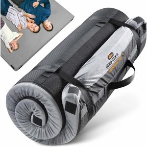 3 Inch GAIALOOP Thick Memory Foam Camping Mattress Sleeping Pad [Car/Tent/Cot] Glamping Portable Floor Mat Roll Up Futon Mattress for Guests Sleepover (Queen:80*60*4", Space Gray)