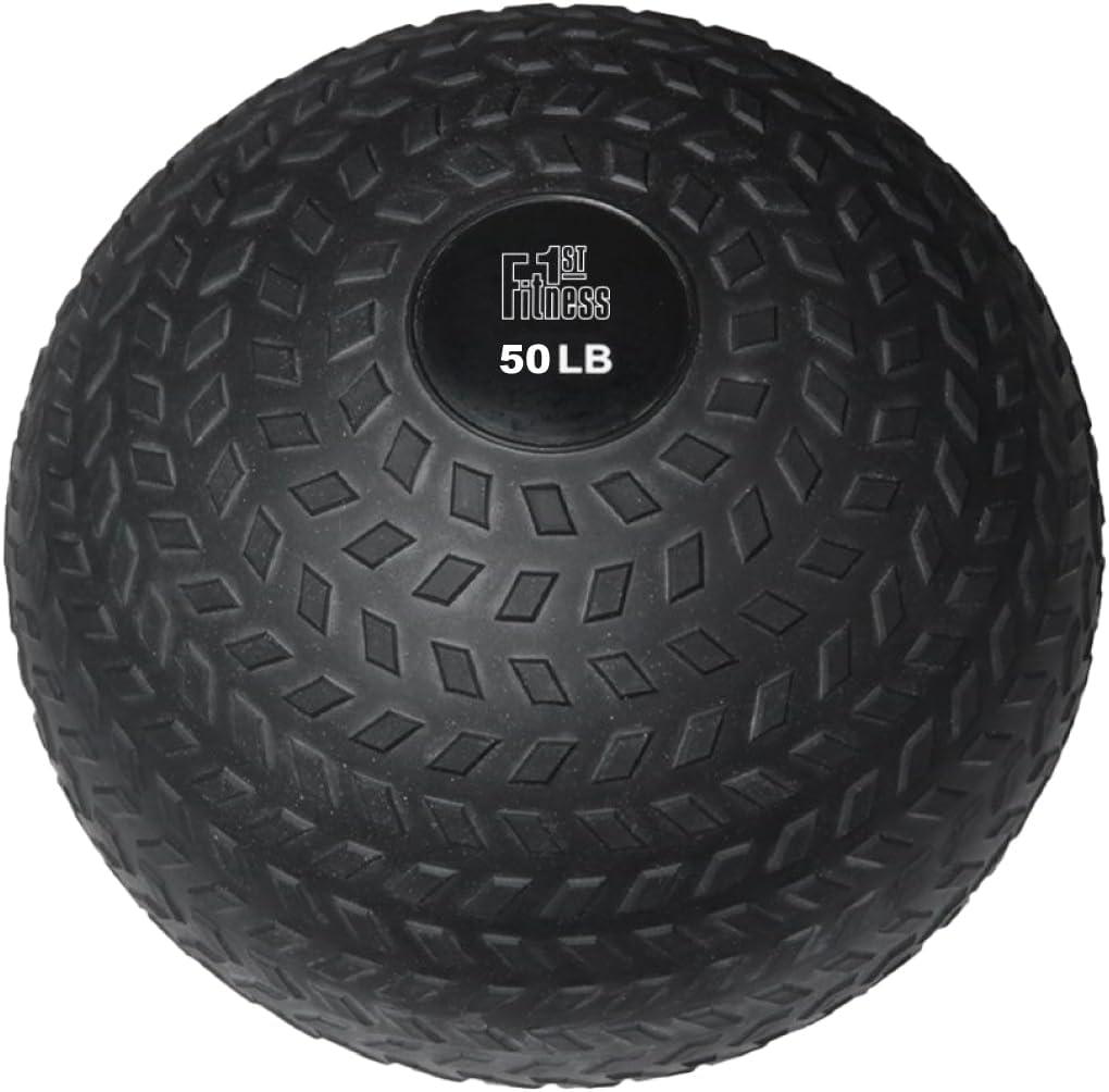 Fitness First Slam Ball, Easy-to-Grip, Sand-Filled Medicine Ball for Exercise and Workout, Ideal for Weight Training, Cross-Training, Cardio, and Plyometric Workout, (50 LBS)