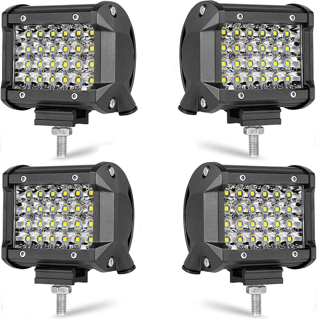 LED Pods,MUVKQC 4PCS 4Inch Light Bars 72W 12000LM Square LED Work Lights Spot Light pod for Trucks Off Road Car ATV UTV SUV Golf Cart Forklift