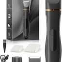 Electric Body Hair Remover Razor for Men & Women, Waterproof Foil Shaver Trimmer for Face, Arms, Back, Legs,Chest & Groin, Wet/Dry Painless Groomer with Ceramic Blade, Travel Gift for Him,Black