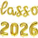 3 x Class of 2026 Graduation Balloons, Gold Foil Graduation Party Decorations, 16-Inch Number & Letter Balloon Set for Grad Party, Indoor & Outdoor Grad Decor, Photo Backdrop