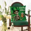 2 x GAGEC St Patricks Day Pillow Covers 18x18 Inch Skeleton Decor St Patricks Day Decorations Skeleton Pillow Covers Spooky Skull Throw Pillowcase Holiday Cushion Case for Home Sofa Couch Decor